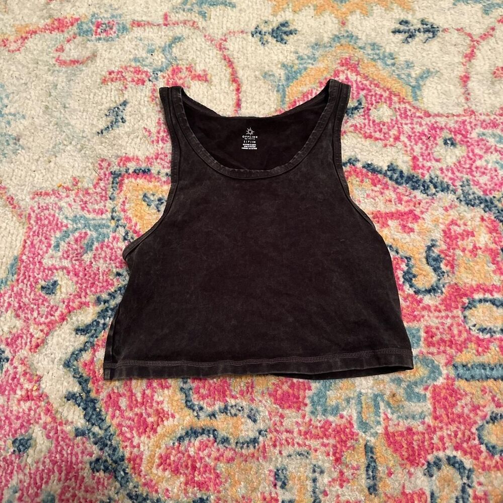 Aerie Women's Black and Brown Crop-top